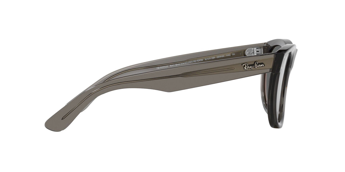 Ray-Ban Wayfarer Reverse sunglasses, dark gray lenses with black frame, side view