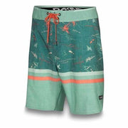 Dakine Pavones 19" boardshort in green with orange drawstring and fish print