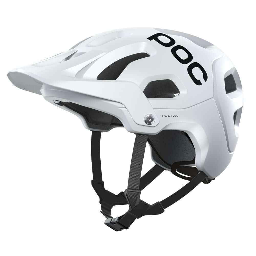 POC Tectal helmet in white with black accents and matte finish