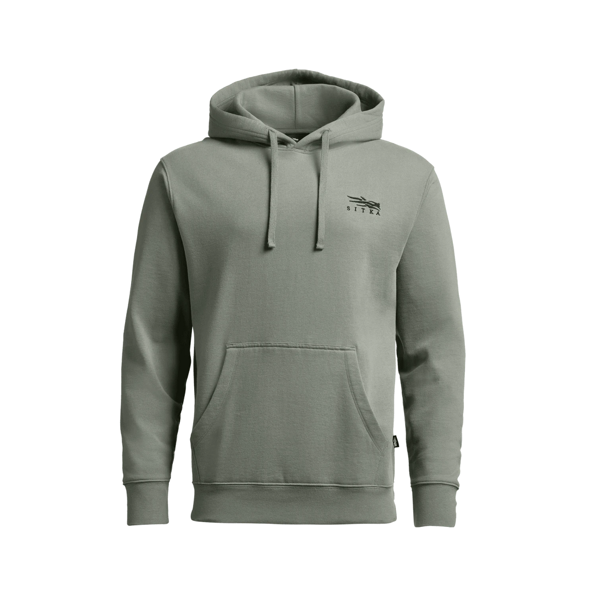 Light green pullover hoodie with hood, drawstring, and kangaroo front pocket