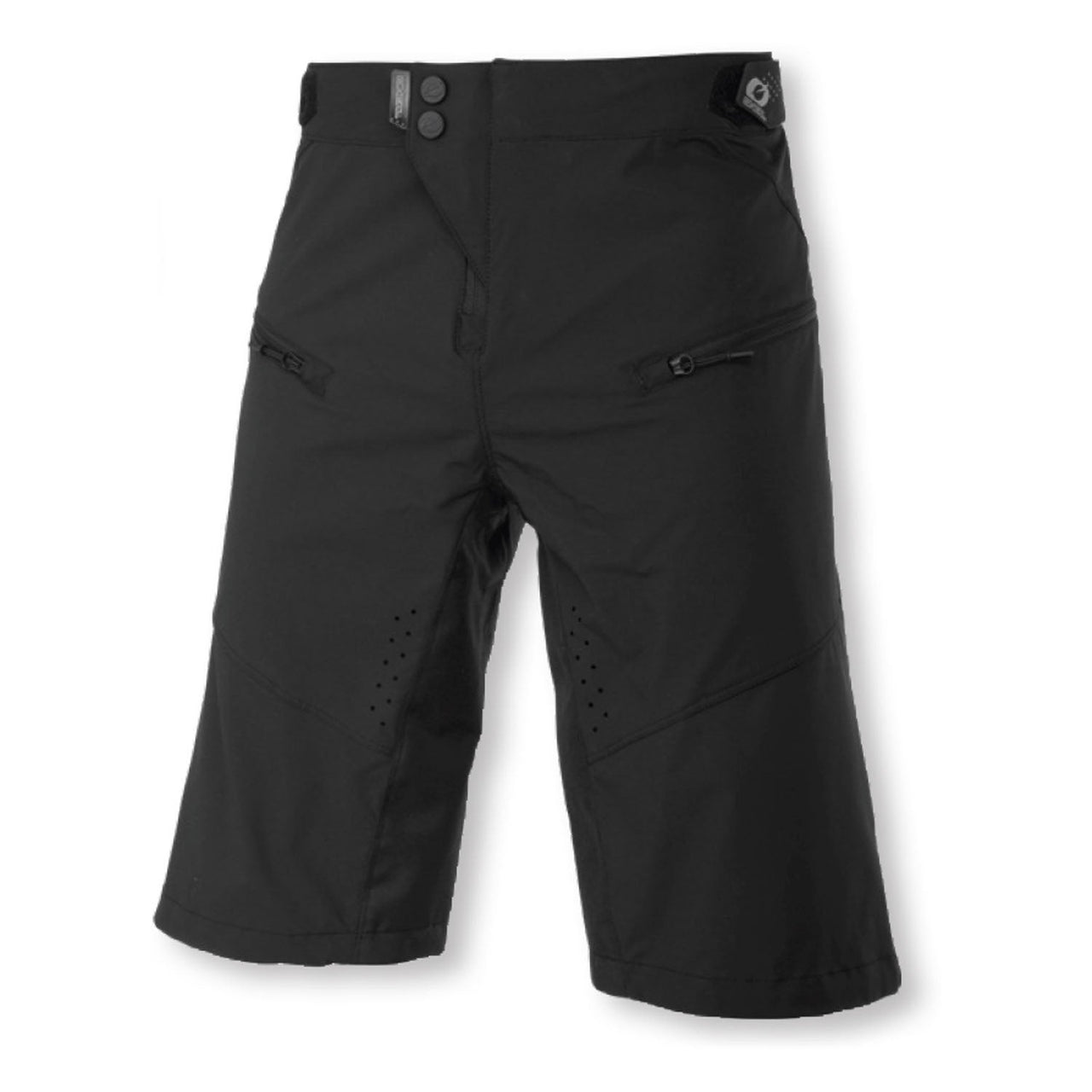 O'neal Pin It black shorts with snap waist and zip pockets