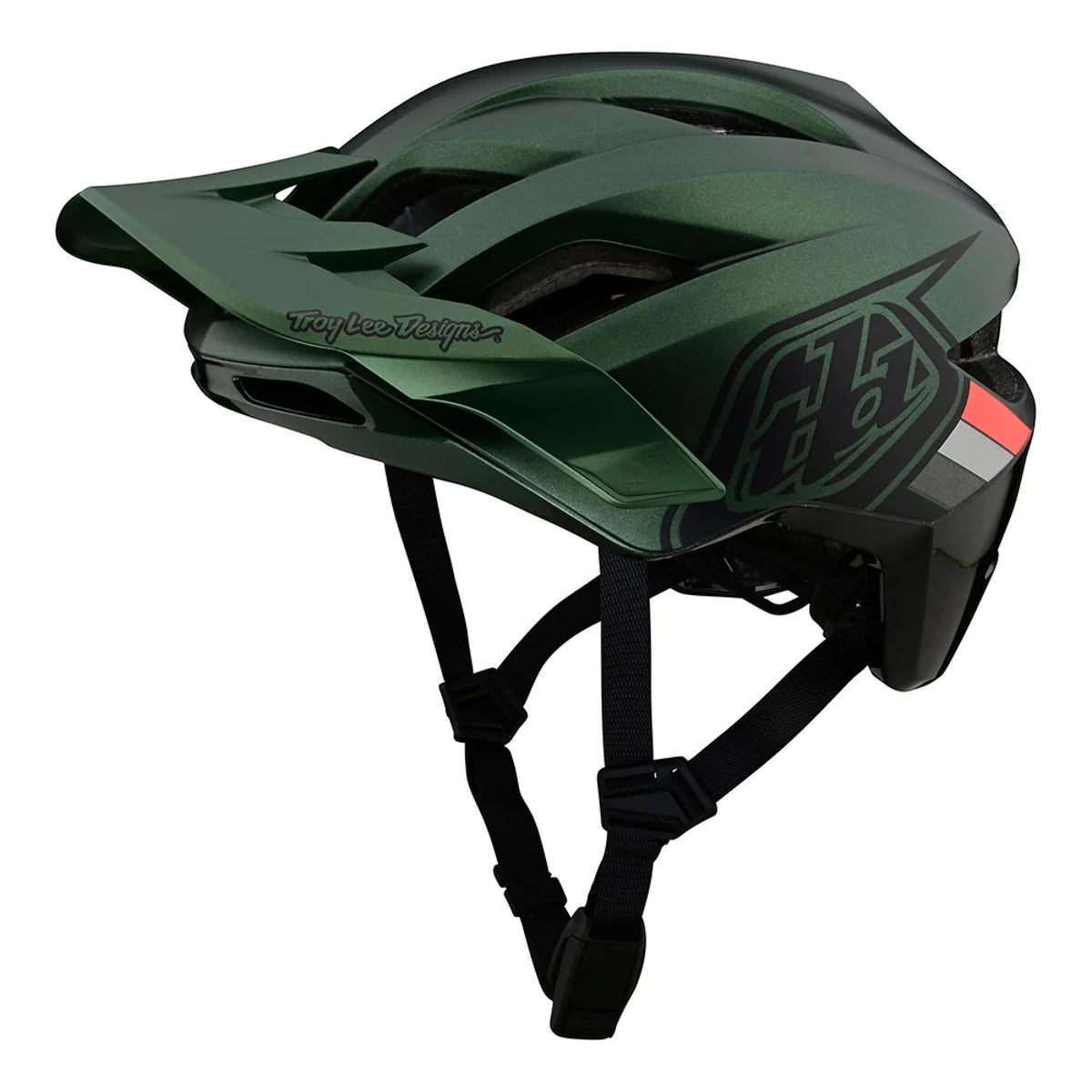Troy Lee Designs Flowline MIPS motocross helmet, forest green/charcoal, chin strap