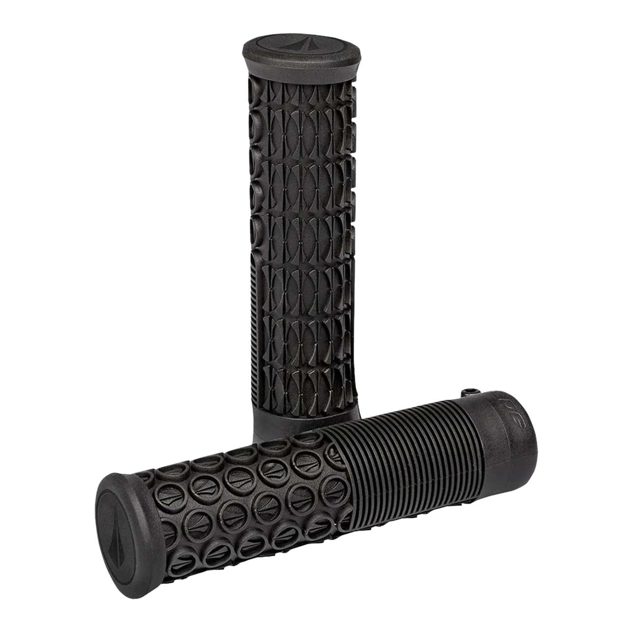 Black textured grip handle with raised oval pattern