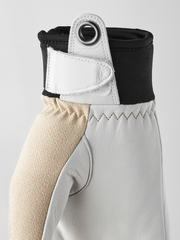 Women's leather patrol gloves with black cuff and light gray leather palm