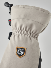 Hestra CZone Mountain mittens in beige with stitched Hestra logo patch