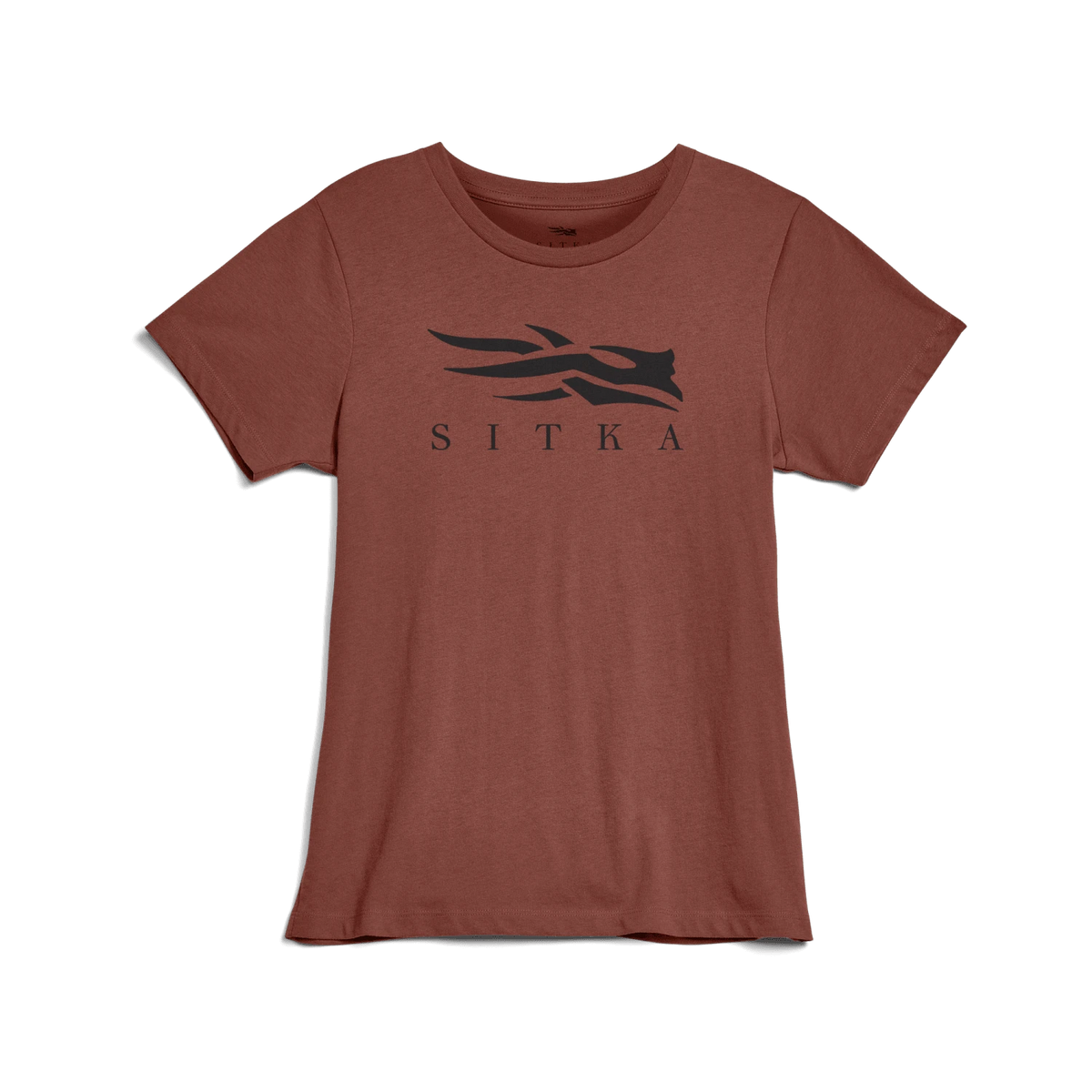Women's icon graphic T-shirt, rust red with SITKA logo at center chest