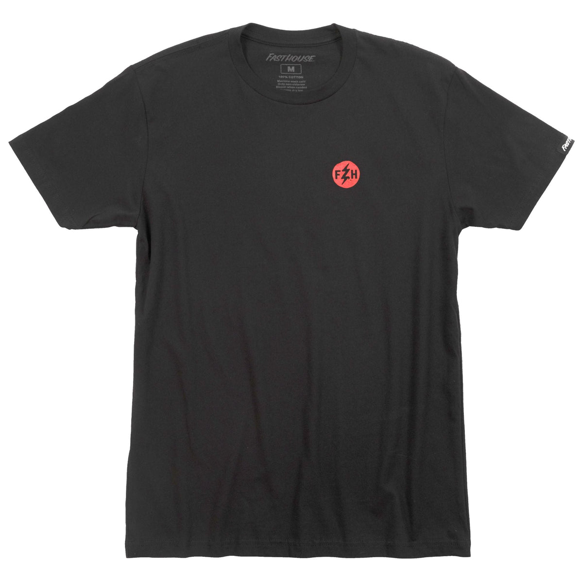 Crewneck short-sleeve tee with small chest logo, dark black