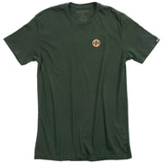 Crewneck short-sleeve tee with small chest logo, forest green
