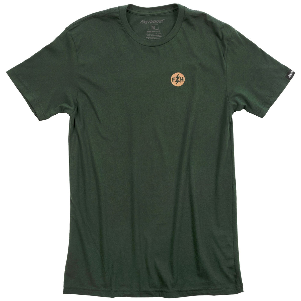 Crewneck short-sleeve tee with small chest logo, forest green