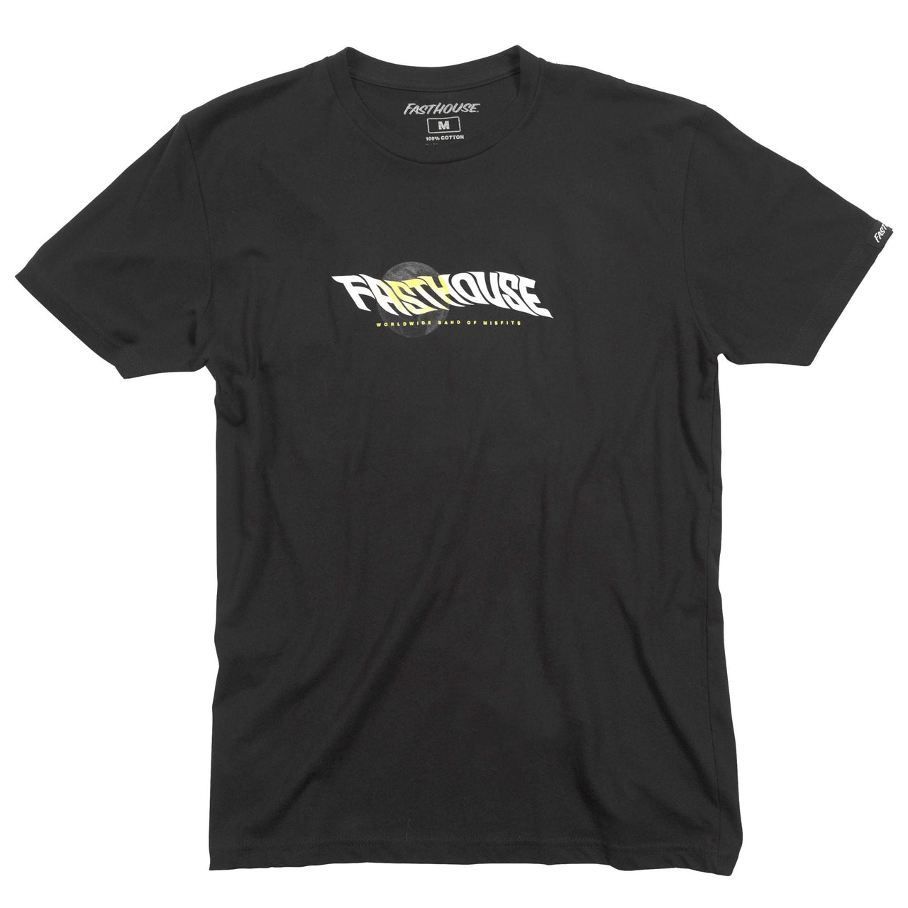 Black short-sleeve T-shirt with Fasthouse Glitch chest graphic
