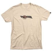 Cream short-sleeve T-shirt with Fasthouse Glitch chest logo graphic