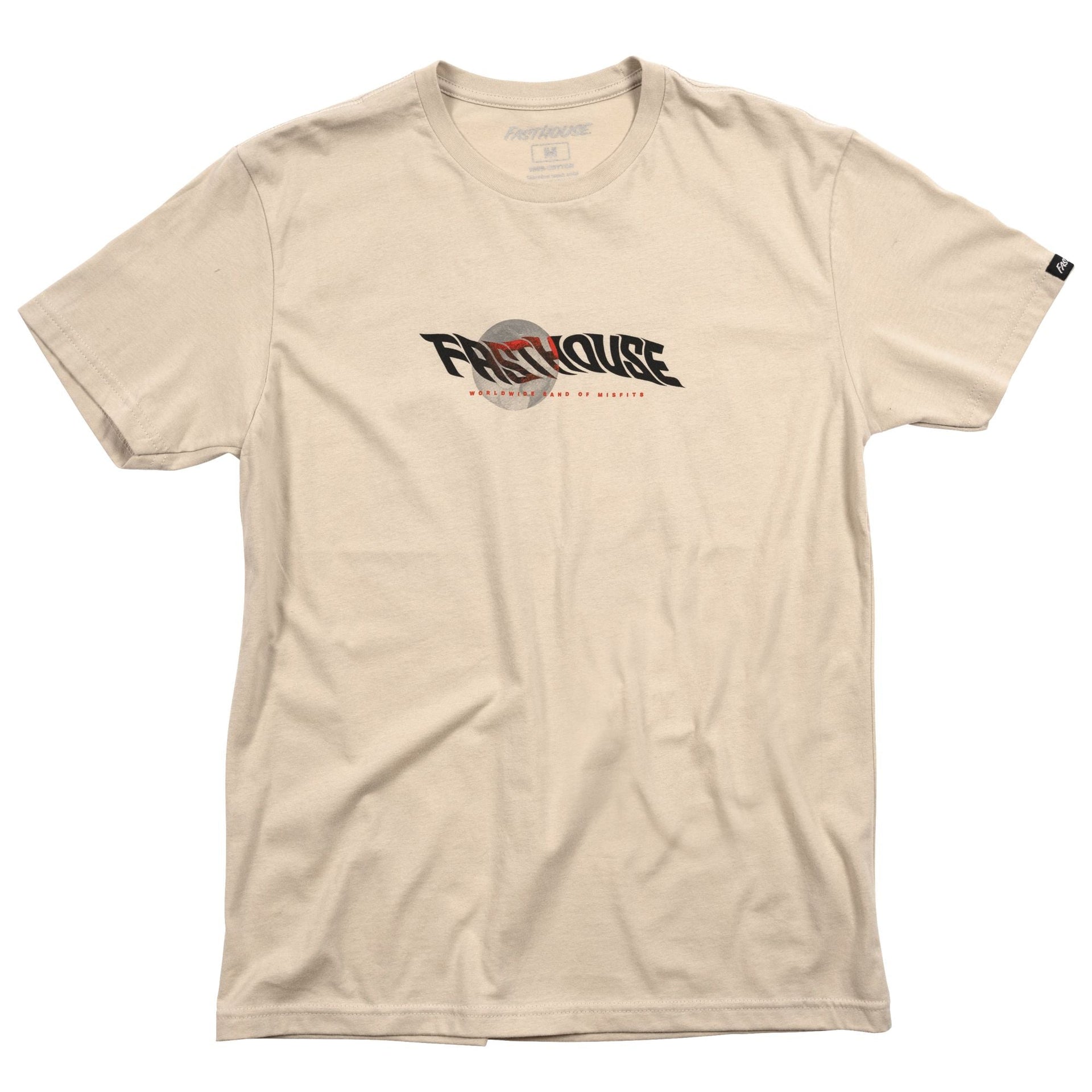 Cream short-sleeve T-shirt with Fasthouse Glitch chest logo graphic