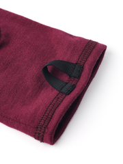 Bordeaux merino wool glove liner cuff with stitched seam and ribbed edge