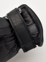 Hestra Impact Racing junior gloves, black wrist cuff with adjustable strap and metal buckle