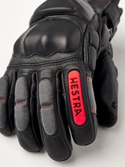 Hestra Impact Racing junior gloves, black with red HESTRA logo and orange stitching