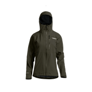 Olive hooded jacket with front zipper and chest pocket