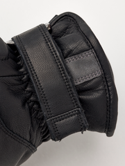 Hestra Impact Racing SR glove in black leather with stitched seams and padded knuckles