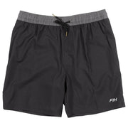 Black hybrid short with elastic waistband and drawstring, side logo