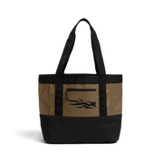 40L tote bag in coyote and black with top handles and front logo graphic