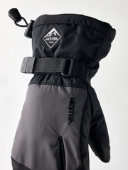 Hestra Gauntlet CZone Jr 3-finger gloves in dark grey/black, webbed palm panel