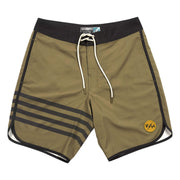 Fasthouse After Hours 18" olive bomber boardshort with striped side panels, drawstring waist
