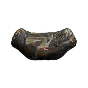 Camo insulated hand muff with front logo patch and zipper closure