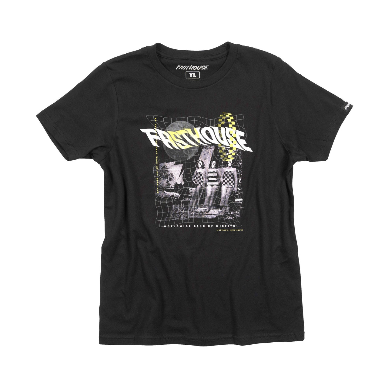 Black youth short-sleeve graphic tee with glitch collage front print