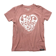 Girls mauve short-sleeve tee with large white graphic front print