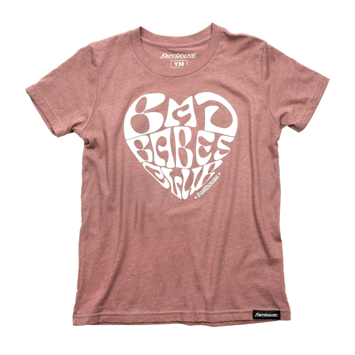 Girls mauve short-sleeve tee with large white graphic front print