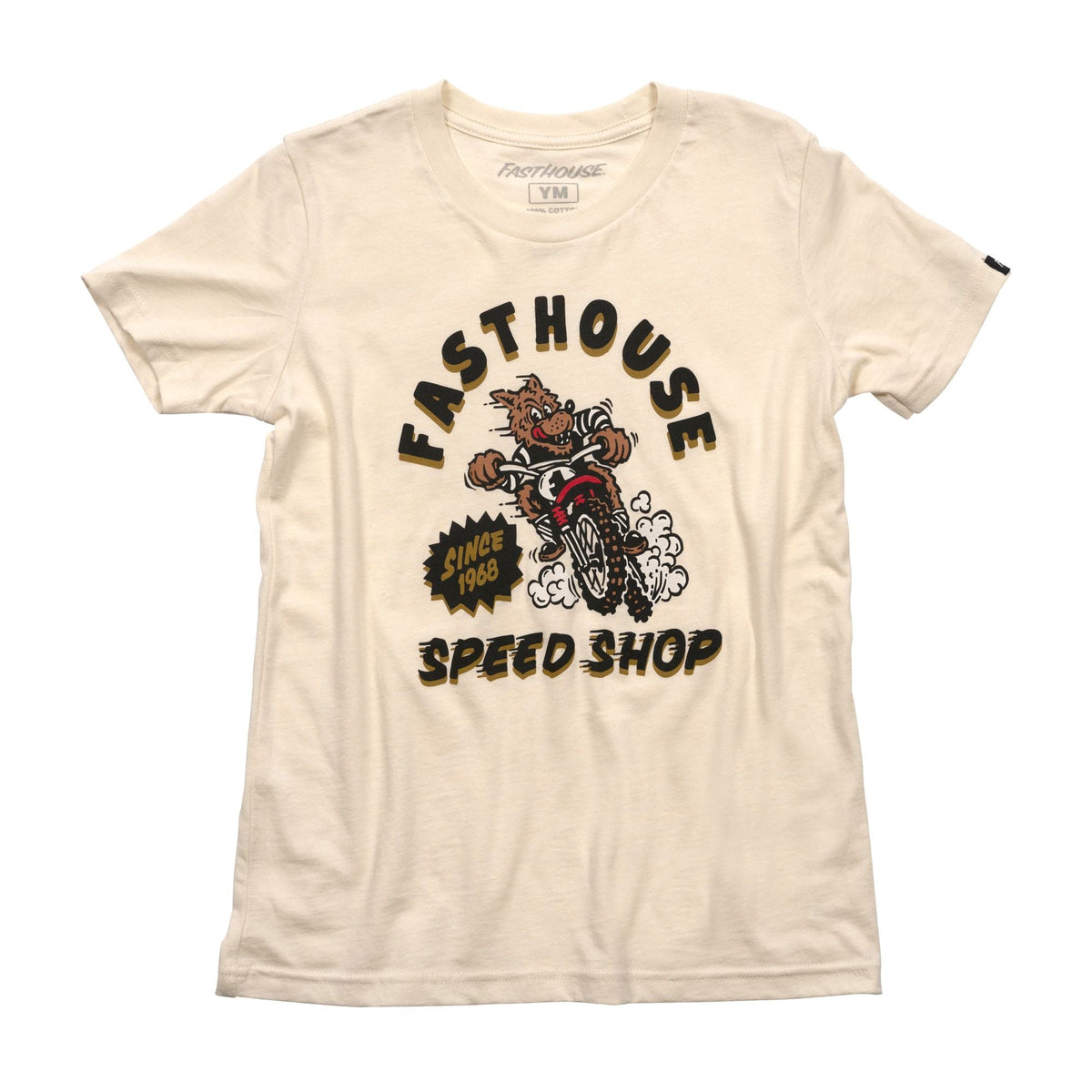 Girls' natural short-sleeve T-shirt with Fasthouse Speed Shop graphic print