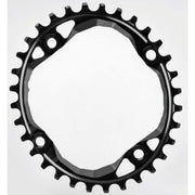 absoluteBLACK Oval 104 BCD chainring, black steel with gear teeth and round mounting holes