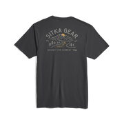 Dark T-shirt, back view, featuring the Sitka Gear logo graphic.