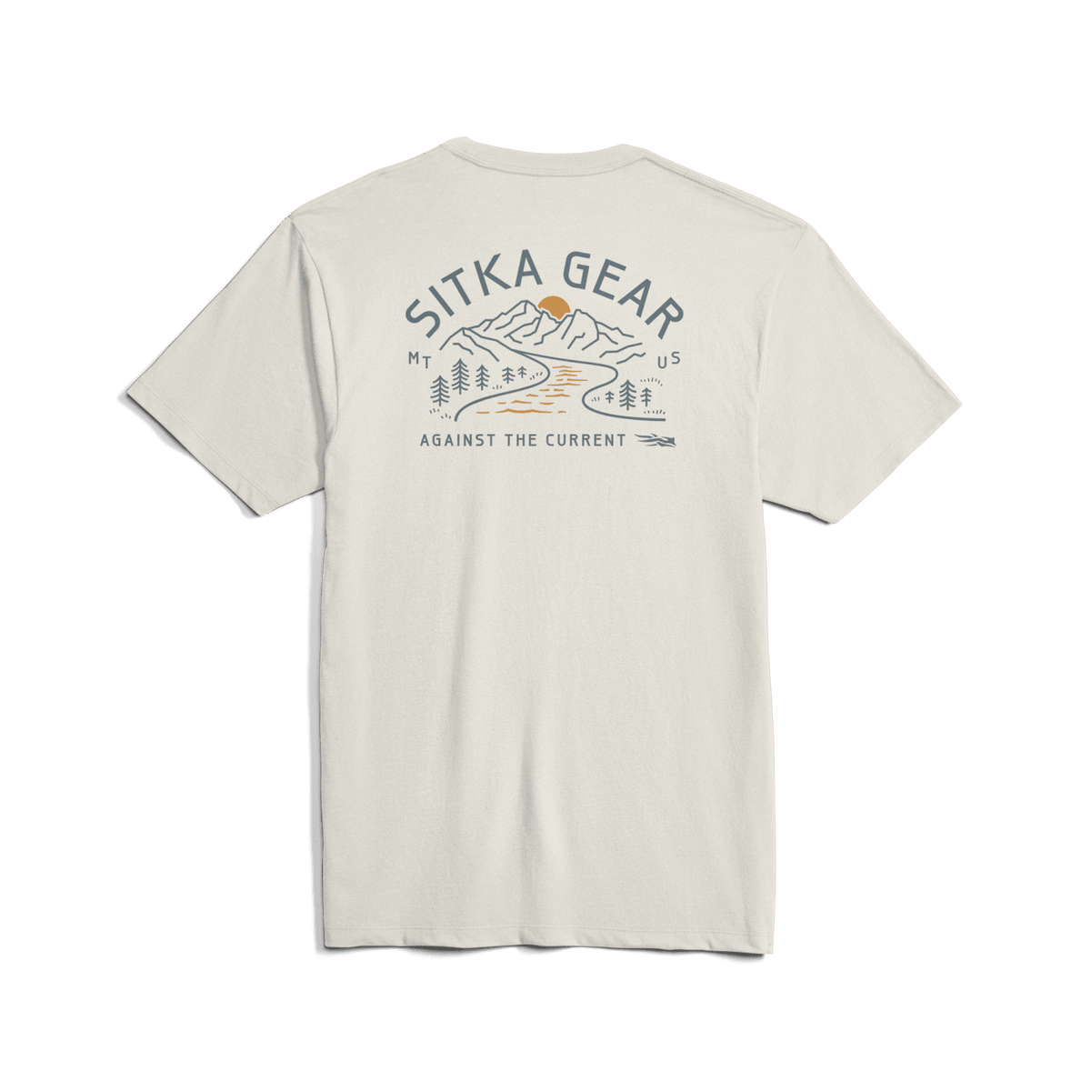 Ivory T-shirt with Sitka Gear logo graphic on the front chest.