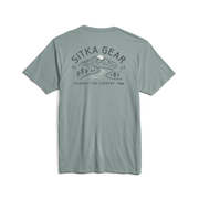 Seafoam crew-neck pocket t-shirt, back view with SITKA GEAR emblem graphic