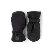 Black junior mitts pair with wrist strap and protective backhand padding