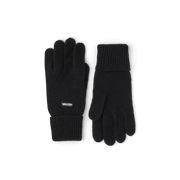 Black knit glove liners with ribbed cuffs and five-finger design