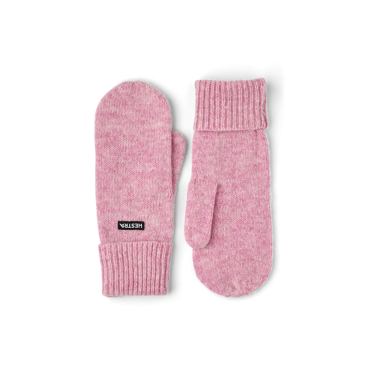 Pink knit mitten liners with ribbed cuffs.