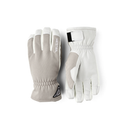 Beige and white short winter gloves with Hestra logo patch