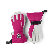 Kids ski gloves set with fuchsia shells and white leather palms