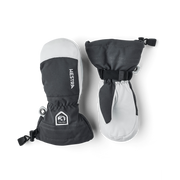 Pair of junior ski mittens in dark gray with white palm panels