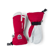 Pair of junior ski mittens in fuchsia with white palms and adjustable wrist straps