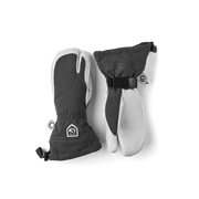 Women’s ski gloves in dark gray with white palms and hook-and-loop cuff strap