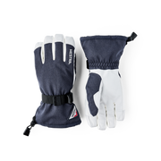 Powder gauntlet gloves set in dark navy with white palms and black cuff strap