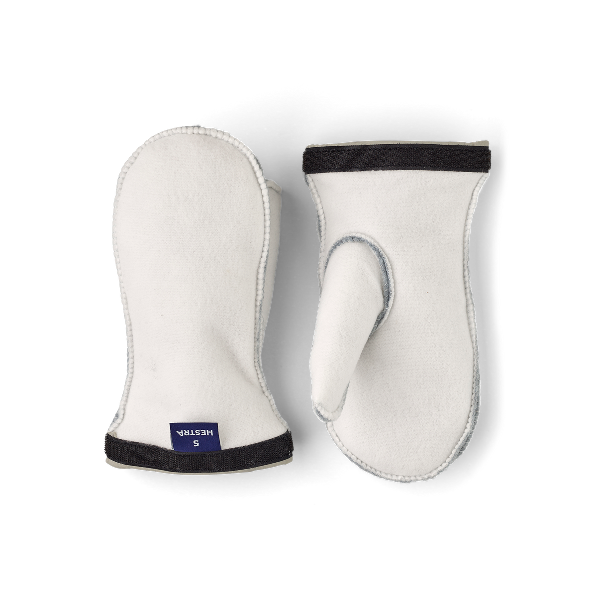 Hestra Heli Ski Jr. mitten liners, off-white pair with dark cuff bands