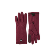 Bordeaux merino wool long glove liners, front and back pair view