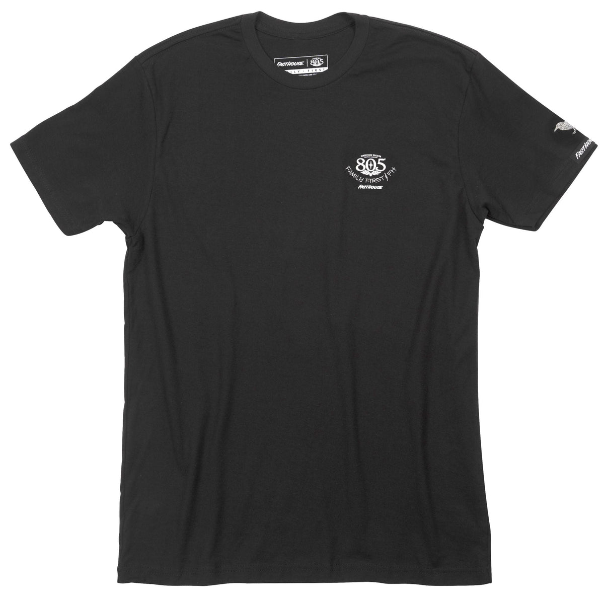 Fasthouse 805 Family First black crewneck short-sleeve tee with small chest logo