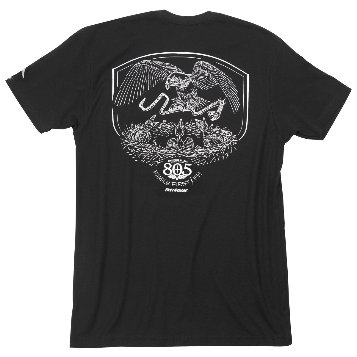 Fasthouse 805 Family First black crewneck short-sleeve tee with large back graphic