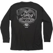 Black long-sleeve tee with large back 805 Family First eagle graphic