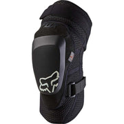Black knee guard with protective insert and Fox logo patch