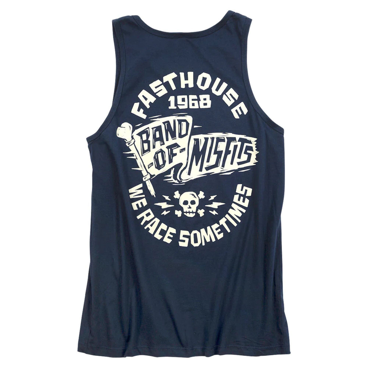 Fasthouse Marauder tank top, dark navy sleeveless with large front logo graphic
